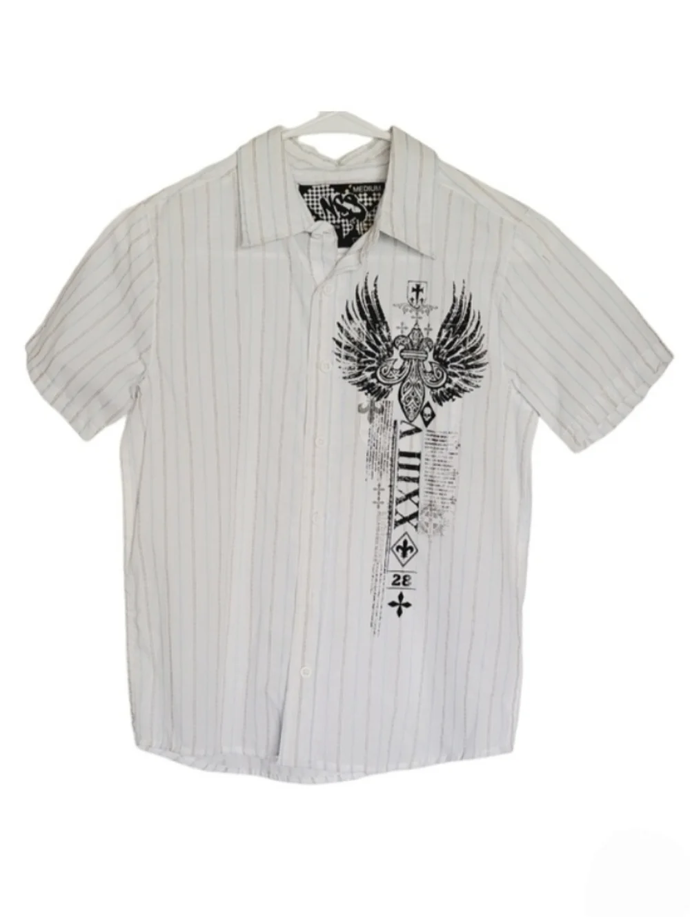 K1023 * NSS Boys Button Down Shirt White Size M